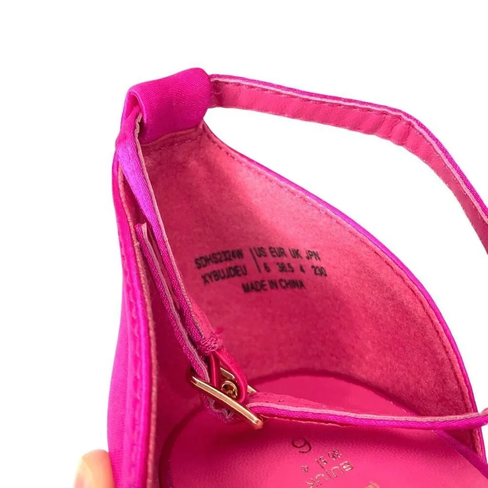 NEW Dream Pairs satin chunky platform heels pumps Size 6 fuchsia hot pink barbie